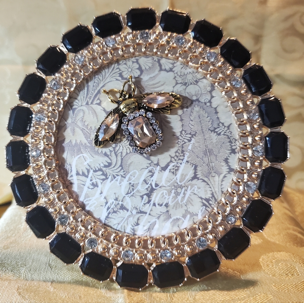 Amber Lightning Bug in Jeweled Frame